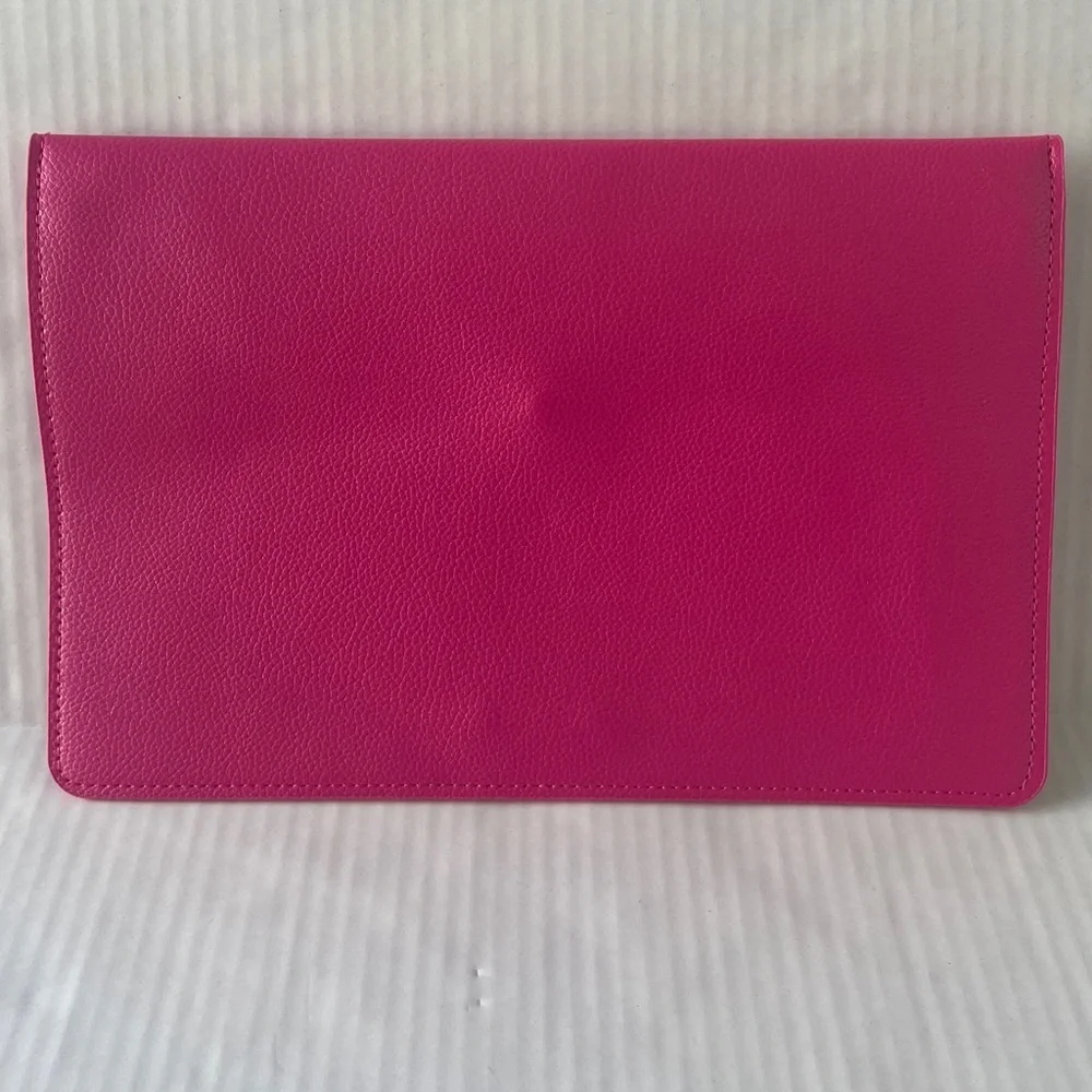 Juicy Couture Envelope Clutch Bag Bright Barbie Pink Gold Studs NWOT